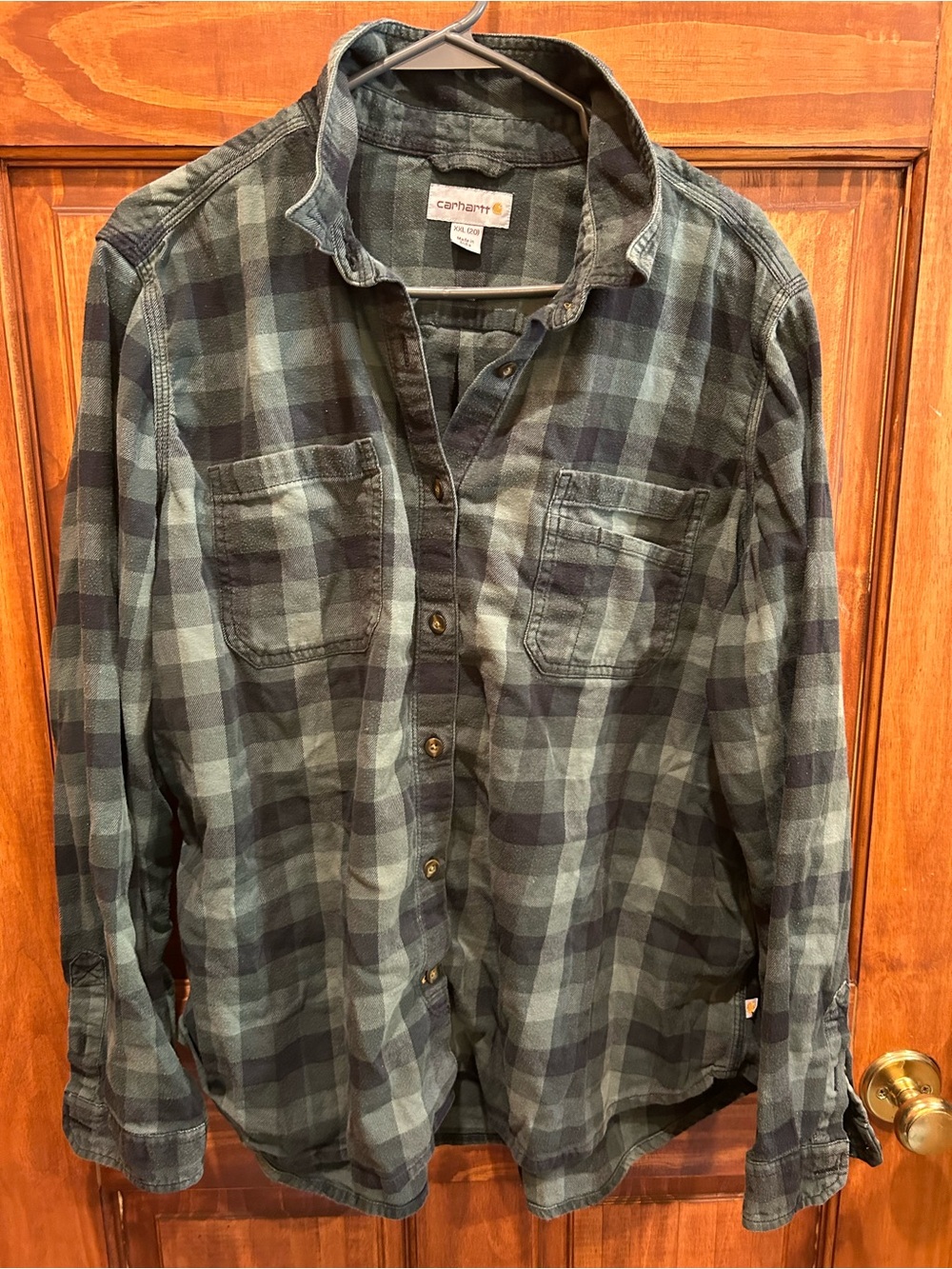 Carhartt Green-Black Plaid Flannel Shirt